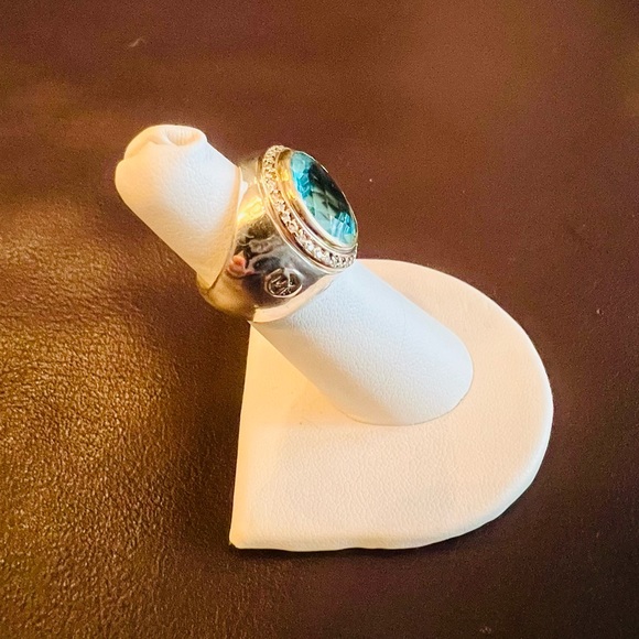 David Yurman Blue Topaz Gold, Diamond, Sterling Silver 925 - Picture 10 of 13